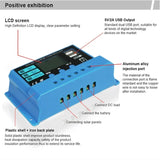10A 20A 30A Lithium iron lifepo4 Battery Charger Regulators Stabilizers 12V 24V Auto Dual USB PWM Solar Charge Controller
