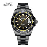 GUANQIN Top Brand Luxury Mechanical Watch For Men 100M Waterproof Stainless steel Men's Watches AR Sapphire Automatic Date Clock