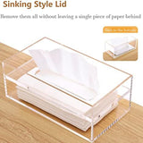 Acrylic Facial Tissue Box Rectangle Napkin Dispenser Organizer Box Cover Holder With Top Lid For Bathroom Office Desk