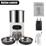 Voice Recorder Control 4.5L Cat Dog Food Automatic Dispenser Stainless Steel Bowl Recording Timing Feeding Smart Pet Feeder