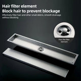 Premium 31.5-Inch Ear Shower Bathroom Drain with Hair Strainer and 2-in-1 Tile Insert Cover