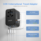 LENCENT 65W/100W International 2USB 3 Type C GaN Fast Charging Adapter with EU AU US UK Plug for Travel