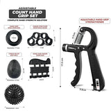 Grip Forearm Grips Strengthener Kit-6 Pack Adjustable Hand Grip,Finger Exerciser,PVC Massage Ball