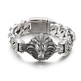Vintage Distressed Skull Floral Men's Titanium Steel Bracelet