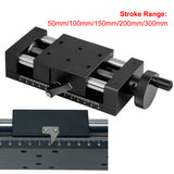 Effective Stroke 50mm 100mm 150mm 200mm 300mm Aluminum Alloy Sliding Table Rail ear Stage Transport Guide Platform 80*80mm