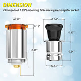 12V Socket with Eject Button Plug Car Cigarette Lighter Replacement Auxiliary Power Outlet