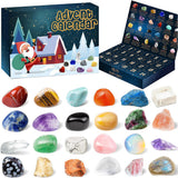 Christmas Advent Natural Gemstones Collection 24 Days Countdown Calendar Crystal Stone Gift Box for Kids