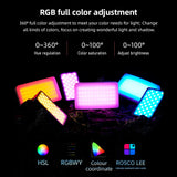 VILTROX 08X 8W RGB Lamp Full Color LED Pocket Vlog Light 2500K-8500K LCD 108Leds Battery for Live Streaming Home Studio