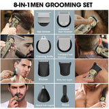 2024Resuxi 708 Professional IPX6 Waterproof 8 in 1 Clipper Set 1200mAh Battery Men Rechargeable Cordless Beard Hair Trimmer