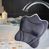 tub Pillow Back Soft Relaxing Neck Cups Bath Hot Cushion For Massage With Gray Suction Tool Spongy Spa