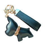 Cute Dog Keychain Leather Puppy Key Chain Charm Multifunctional Bulldog Bag Pendant for Car Keys Decoration