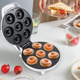 7 Holes Electric Donuts Maker - Mini 1200W Automatic, 110V/220V, Non-Stick for DIY Doughnut & Cake Baking, Kitchen Appliance for Home