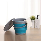 5L Folding Portable Bucket with Cover Car Wash Fishing Bathroom Tool Silicone Plastic Bucket Outdoor Camping Household Supplies