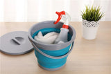 5L Folding Portable Bucket with Cover Car Wash Fishing Bathroom Tool Silicone Plastic Bucket Outdoor Camping Household Supplies