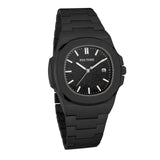 PINTIME Fashion Business Mens Watches Large Face Analog Quartz Wristwatch For Man Matte Stainless Steel Band Reloj Hombre Gifts