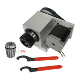 Pulley Drive Rotary ER32 Collet Chuck 4th A Axis Center Height 65MM CNC Engraving hine Woodworking Tools