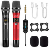 Lekato 25 Channels Wireless Microphone System Rechargeable Dual Wireless Microphone Cordless Singing Mic for Karaoke Wedding