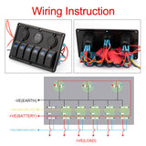 6 Gang Rocker 12V Waterproof RV Led Switch Panel for Car Truck Marine Boat