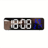 1pc 22.86cm Large Digital Wall Clock With Temperature And Humidity Display, 3 Alarms, Night Mode, And 12/24H LED Display - Battery Is Excluded
