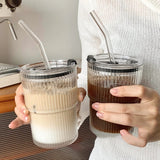450Ml Transparent Bubble Milk Tea Cup Juice Glass Milk Morning Cup With Lid And Straw