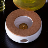 1pc Candle Heating Tea Pot Base, Round Heat Preservation Ceramic Base, Glass Teapot Warmer