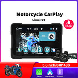 Waterproof 5 Inch Navigator 1000Nit Screen Portable Motorcycle Wireless Carplay with Cameras Dual Bluetooth