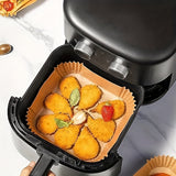 200PCS Air Fryer Paper Liners 20.32cm And 16.51cm, Square Non-Stick Parchment Paper,Oil Resistant,Disposable Food Grade Fre