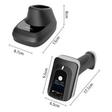 W10T-LS 2D 1D QR Barcode with Screen Display Charging Base BT & 2.4GHz Wireless Scanner for Supermarket Retail Library