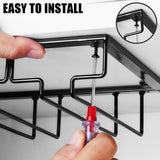 Goblet Iron Wine Rack Glass Holder Under Cabinet Tool Bar Hanger Stemware Stand Hanging Shelf