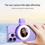 Portable Clip-on Ring for Phone w/ Mirror Modes 3 Levels Brighess 180° Rotatable Selfie Fill Light