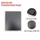 20W Panel 6V Dual /18V Single USB Battery Charger Portable Solar Cell Power Bank for Phone Outdoor Camping Hiking