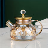 1pc, Glass Pitcher With Lid, Light Luxury Kettle, Easy Clean Heat Resistant Glass Water Carafe With Handle For Hot/Cold Beverages