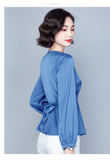 Fashion Women's Fall Plus Size Long Sleeve Tied Shirt Top