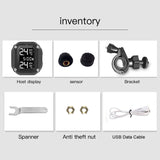 Infitary Wireless USB Charging TPMS for Motorcycle with 2 External Sensors Digital Display Tire Pressure System