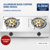 Household Strong Fire Stainless Steel Double Gas Stove - Desktop for Kitchen