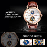 GUANQIN Top Brand Luxury Mechanical watch for men 100M Waterproof Sapphire mirror Leather Men watches Tourbillon Automatic Watch