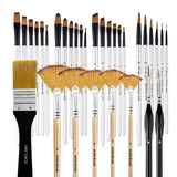 32/28 Pcs Paint Professional Water-color and Gouache Painting Nylon Hair Birch Handle Brushes for Beginner