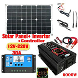110V/220V Panel System 18V18W Solar Panel+30A Charge Controller+4000W Modified Sine Wave Inverter Power Generation Kit