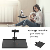 Mobile Phone Stand Microphone Shelf Clamp-On Rack Tray with Phone Clip for Music Sheet Clamp Live Streaming Holder