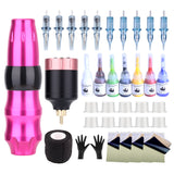 hine Set Complete Mini Rocket Rotary Pen Suit Cartridge Needles Wireless Tattoo Power Supply Professional Makeup Kit