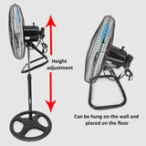 Portable 18-Inch 3-Speed Pedestal Fan - Adjustable Height Standing Fan for Living Room, Bedroom, Kitchen.