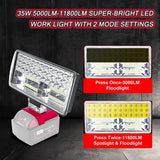 35W 11800LM LED Work Light Rechargeable Outdoor Portable Emergency Flashlight for Milwaukee 14.4V-18V Li-ion Battery