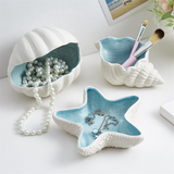Ceramic Storage Desktop Ornaments Earrings Rings Bracelets Jewelry Display Plate Tray 14x14x3.5cm