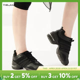 Women's Breathable Mesh Fabric Black Soft Soled Jazz Salsa Square Modern Dance Shoes