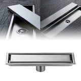 Premium 31.5-Inch Ear Shower Bathroom Drain with Hair Strainer and 2-in-1 Tile Insert Cover