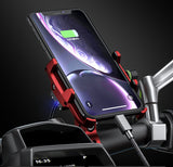12-24V Mount Aluminium Waterproof Phone Holder 18W QC 3.0 USB Charger Motorcycle Handlebar 4-7 inch