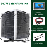 300W/600W 18V Flexible Monocrystalline Solar Panel with 60A Controller - Complete Kit for Outdoor, Phone, RV, Car, Boat, Camping.
