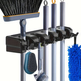 Broom and mop holder, wall mounted garden tool organizer, household laundry room, 1 unit