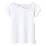 One-shoulder Cold-shoulder Top Half Sleeve Women