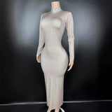Hot selling temperament long skirt, slim fit, hip wrap, waist cinching, small sparkling diamond for direct sale